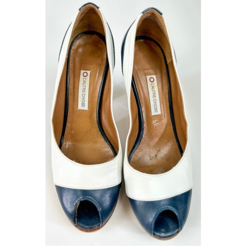 L'Autre Chose Peep Toe Wooden Heel Shoes, size 6.5 US / 37 EU